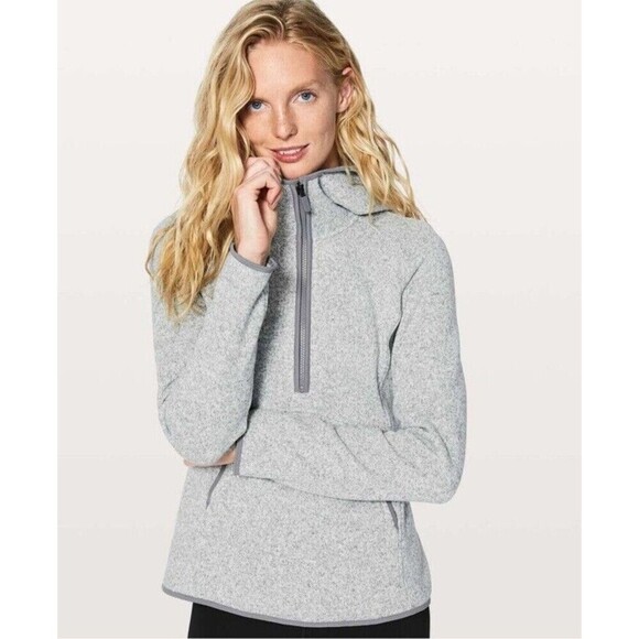 Lululemon Fleece Thank You Pullover Sz 8 Hoodie Sweatshirt Heathered Athleisure - Picture 1 of 16